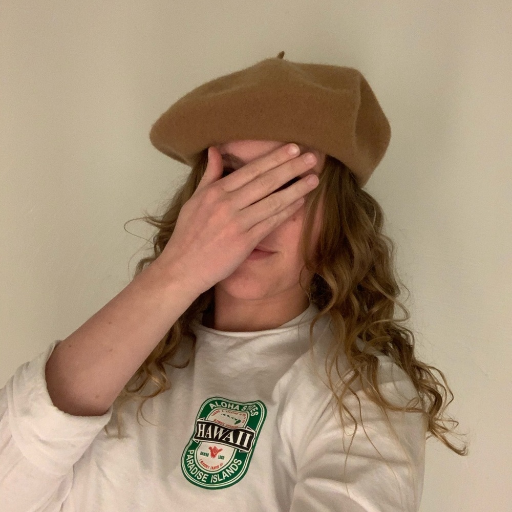 Camel colored wool beret